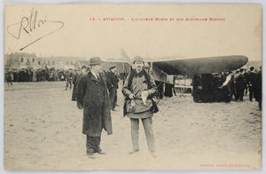 CPA photo avec autographe de l’aviateur Morin devant son Blériot @1911