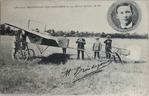 CPA photo aviateur Brindejonc avec son avion Blériot-Gnôme #3
