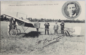 CPA photo aviateur Brindejonc avec son avion Blériot-Gnôme
