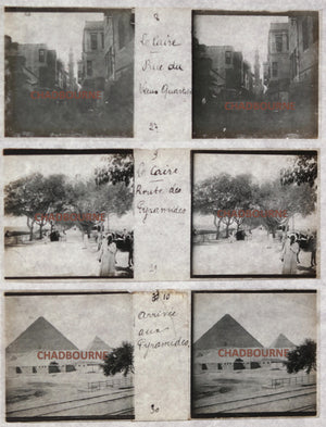 Cairo (Gizeh) Egypt set of 10 stereoscopic glass photo slides c. 1910