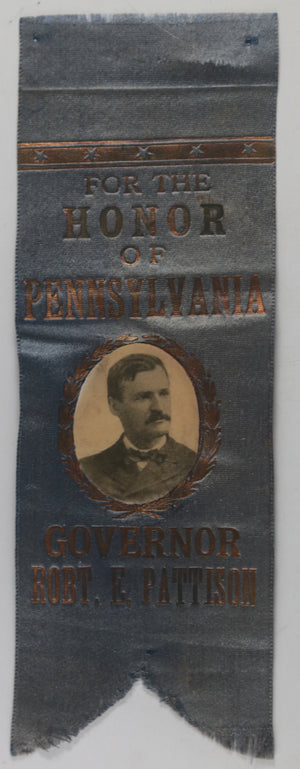 Campaign ribbon Democrat Robert Pattison Pennsylvania Governor c.1891