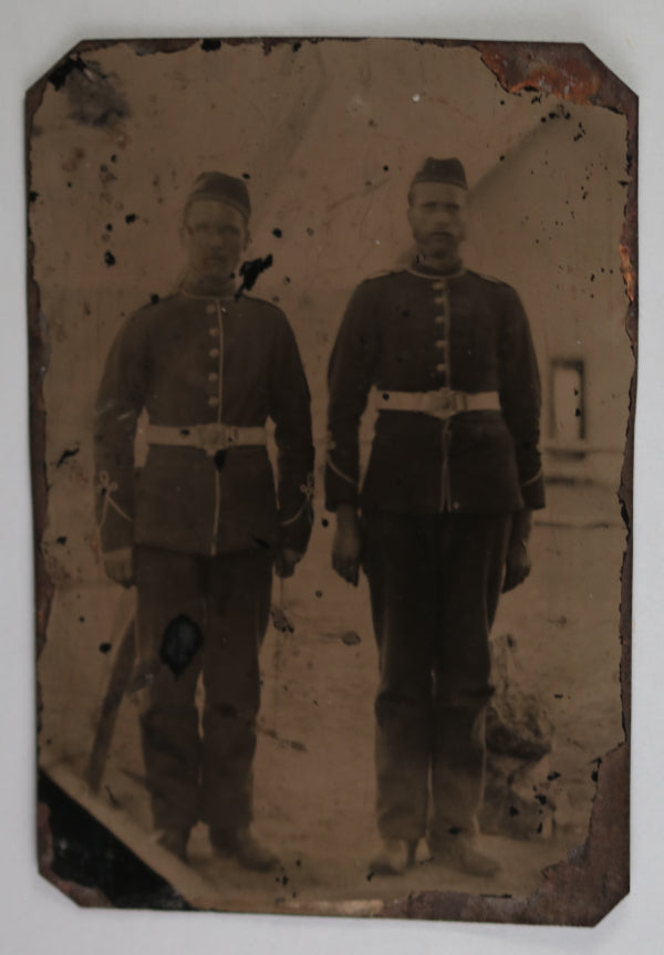 Canada 1870-80s tintype photo of two militia in uniform