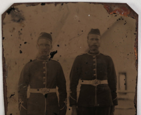 Canada 1870-80s tintype photo of two militia in uniform