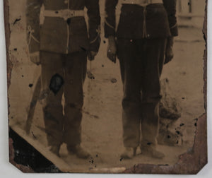 Canada 1870-80s tintype photo of two militia in uniform