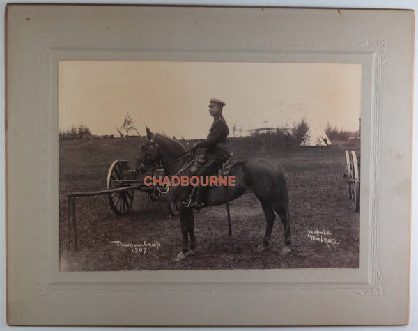 Canada 1907 photo of officer on horse, Camp Petawawa Ontario Canada #2