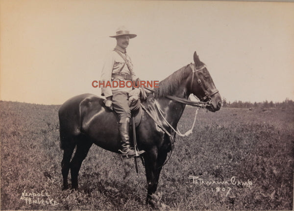 Canada 1907 photo of soldier on horse, Camp Petawawa Ontario Canada #1