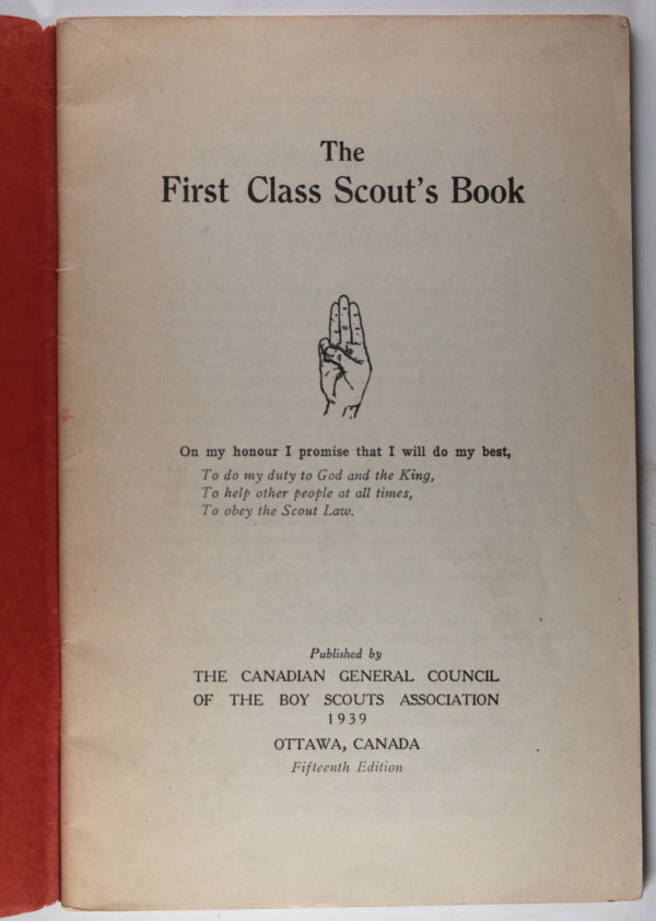 Canada 1939 pamphlet ‘The First Class Scout’s Book’