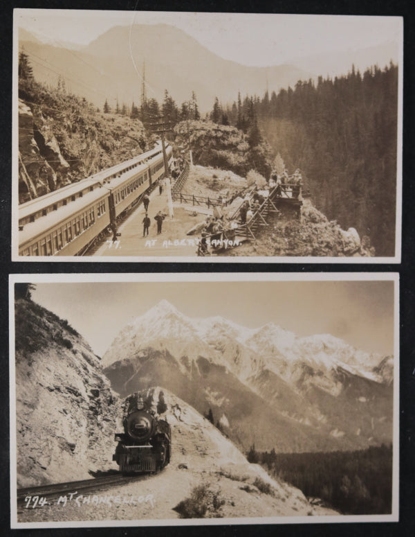 Canada 5 railway photo postcards along CPR in BC & AB by Byron Harmon