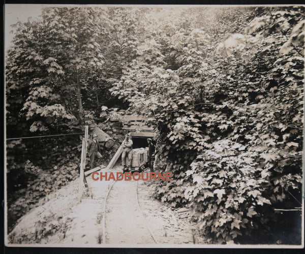 Canada Alberta photo miner and coal car, coal mine Edmonton c. 1930