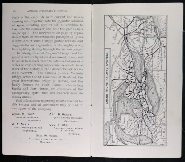 Canada GTR railway pamphlet ‘Across Niagara Gorge’ c. 1900