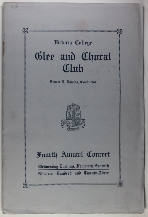 Canada Toronto 1923-23 two programmes Victoria College Glee Club