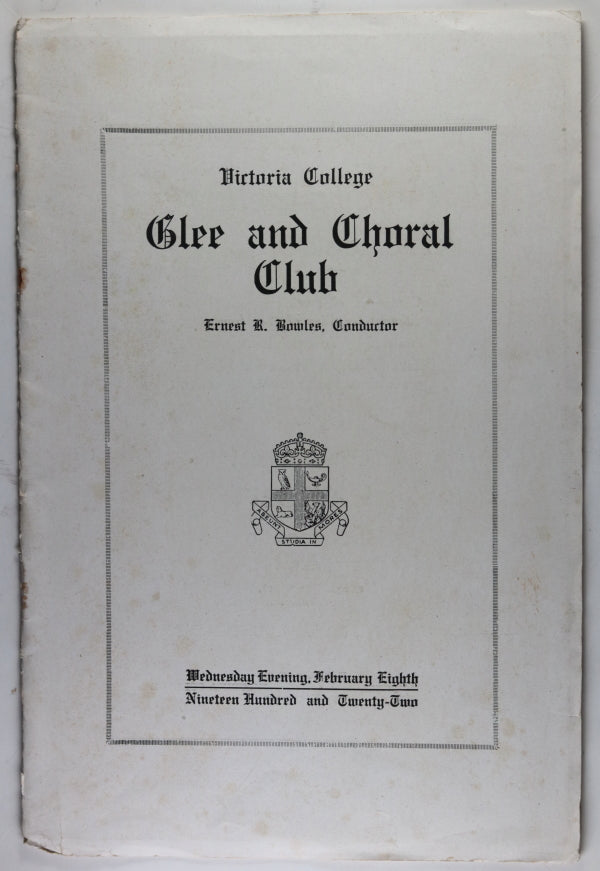 Canada Toronto 1923-23 two programmes Victoria College Glee Club