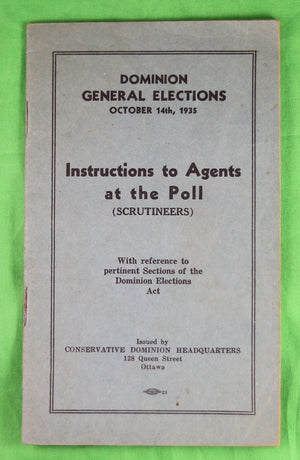 Canada Election October 14th, 1935 – Poll Instructions