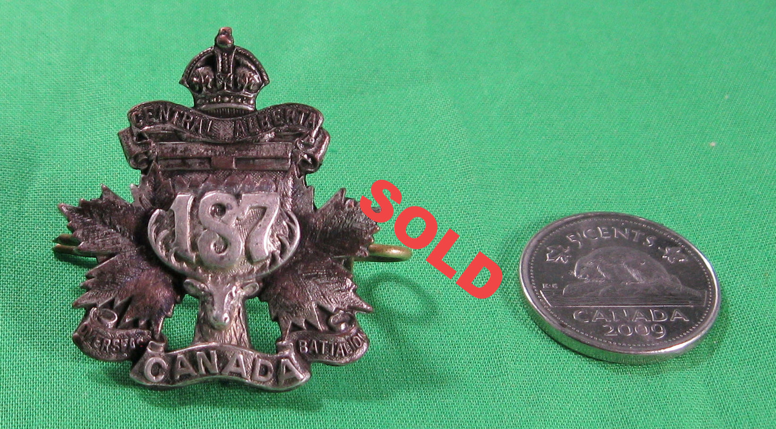 Canada WW1 187th (Central Alberta) Bataillon Officer's collar badge