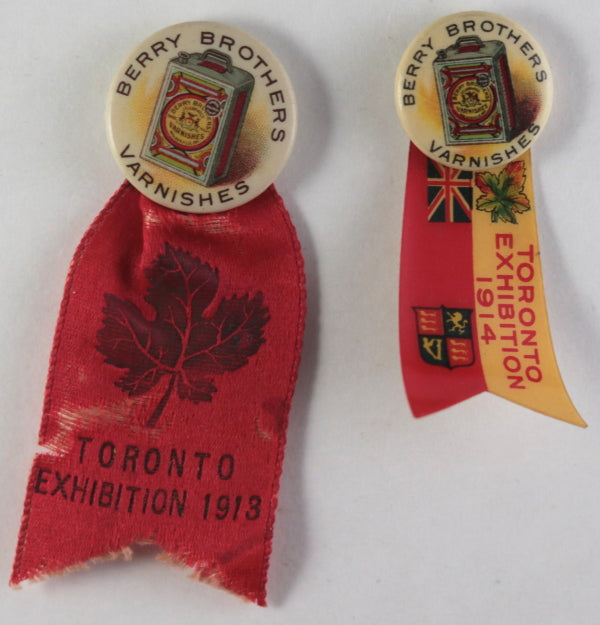 Canada, two Toronto Exhibition advertsing badges 1913 & 1914