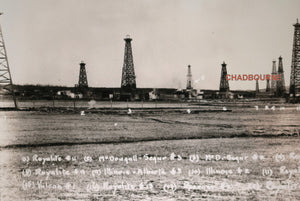 Canada panoramic photo of 19 oil/gas rigs Turner Valley Alberta c.1932