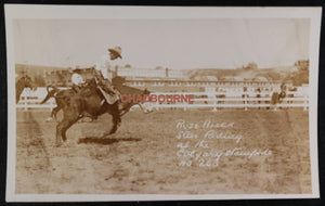 Canada photo postcard Russ Allen steer riding Calgary Stampede c.1920s