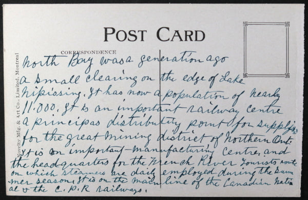 Canada postcard G.T.R. railway station North Bay Ontario @1910s