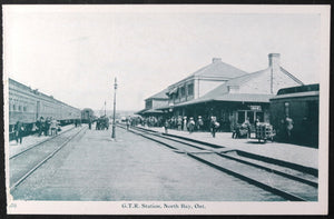 Canada postcard G.T.R. railway station North Bay Ontario @1910s
