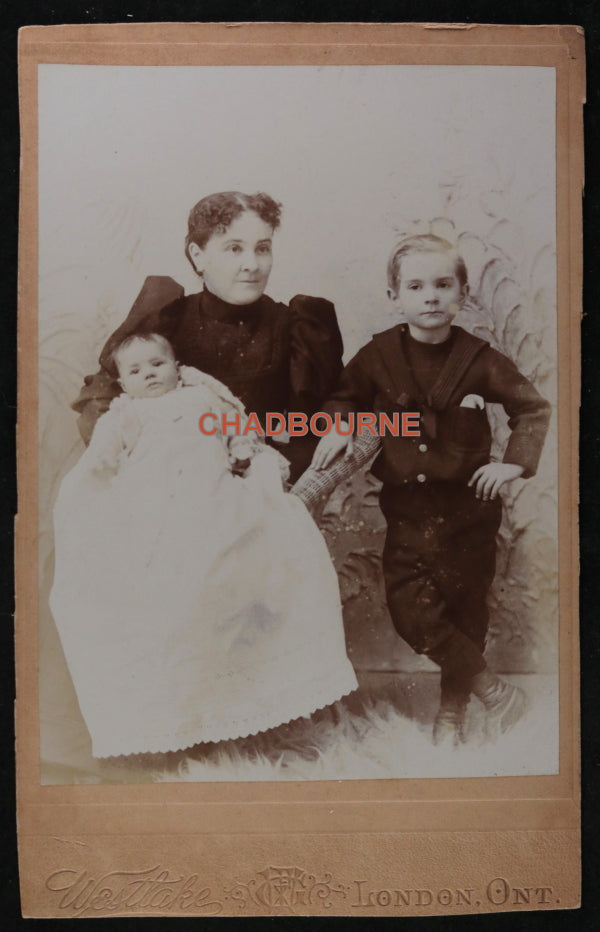 Canada set of 2 cabinet card photos man, family, London Ontario