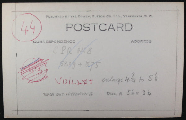 Canada three photo postcards CPR trains in B.C. Rockies  c. 1920s