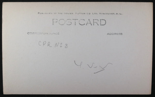 Canada three photo postcards CPR trains in B.C. Rockies  c. 1920s