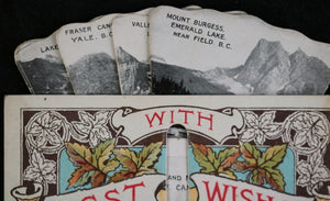 Canadian Rockies tourism 'fan' postcard with multiple photos c. 1910