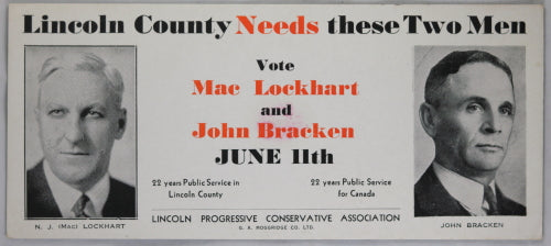 Canadian political card 1945 federal election Lincoln County Ontario