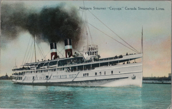 Canadian postcard of CSL Niagara steamer “Cayuga” on Lake Ontario