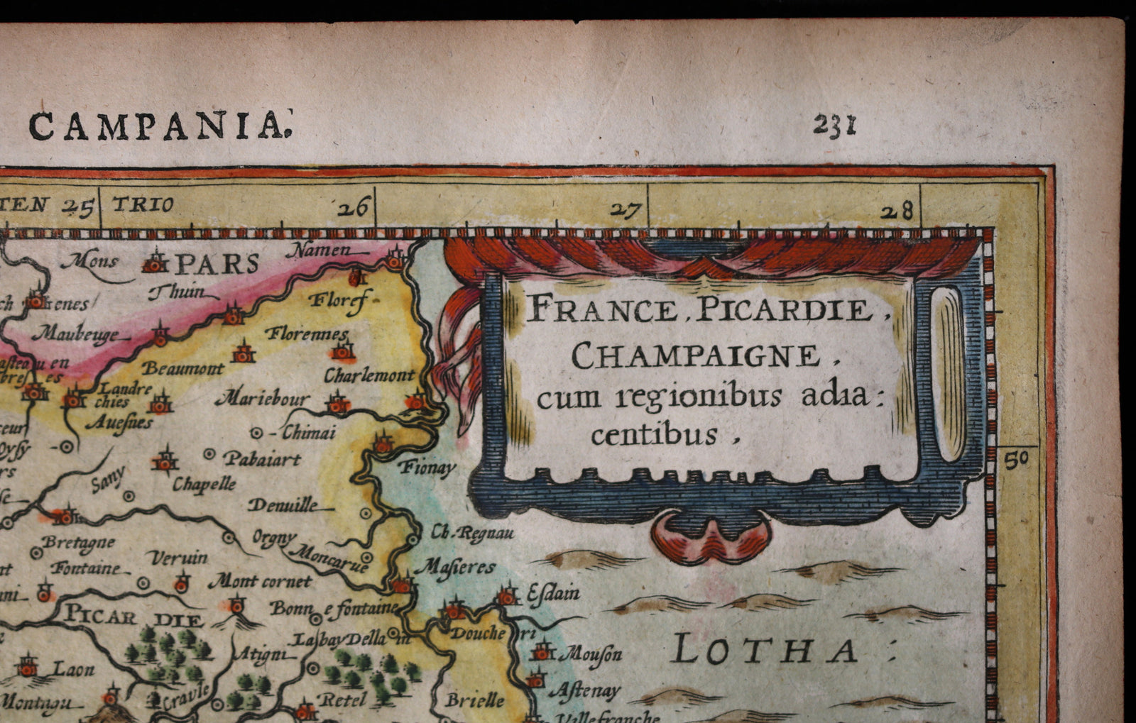 Carte France Picardie et Champagne par Mercator Hondius @1632