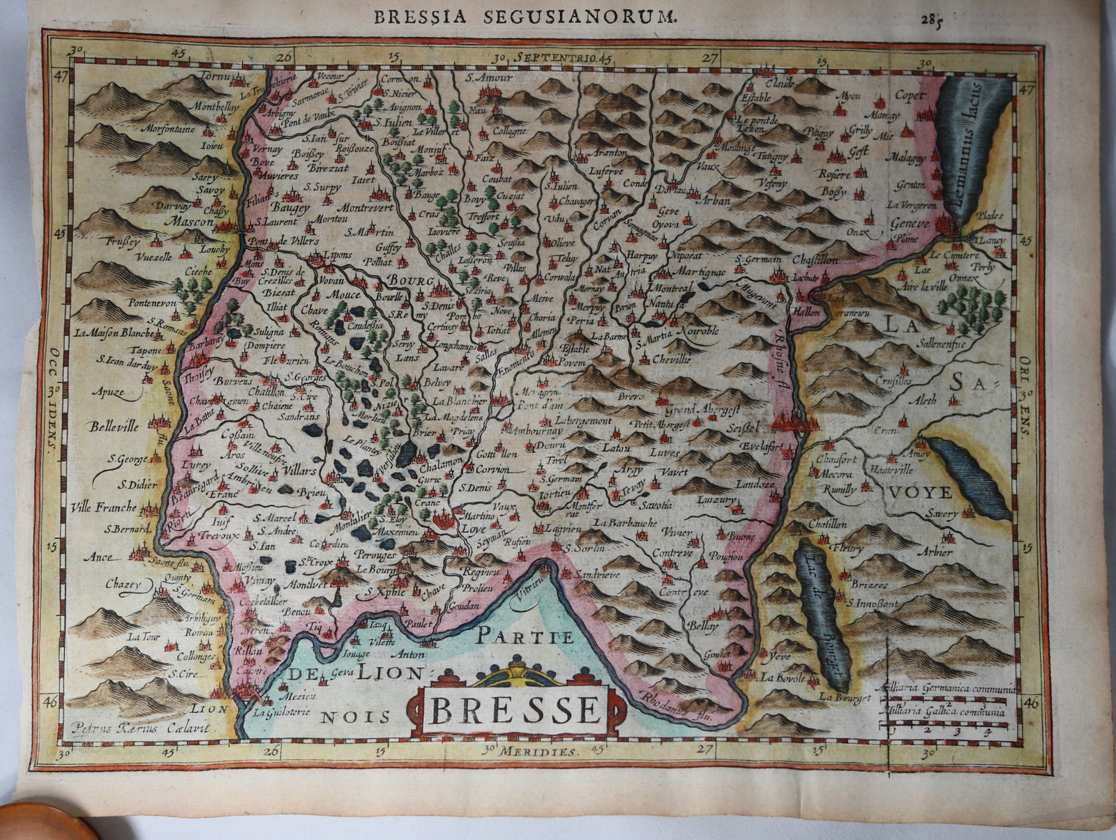 Carte France région de Bresse par Mercator Hondius @1632