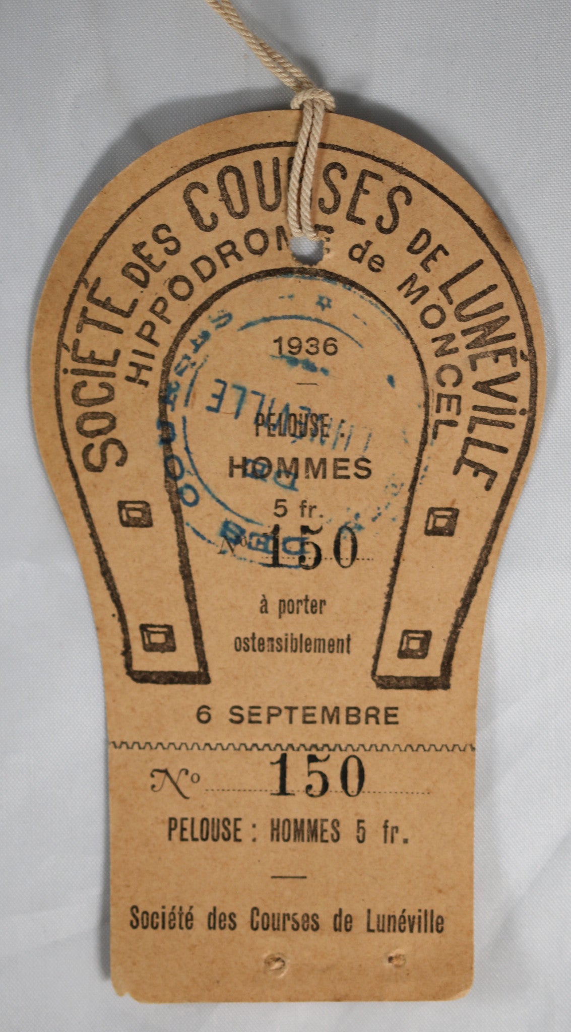 Carte d'entrée - courses hippiques Lunéville 1936 #2