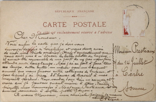 Carte postale avec image hivernale dessinée à la main par Peigne @1910