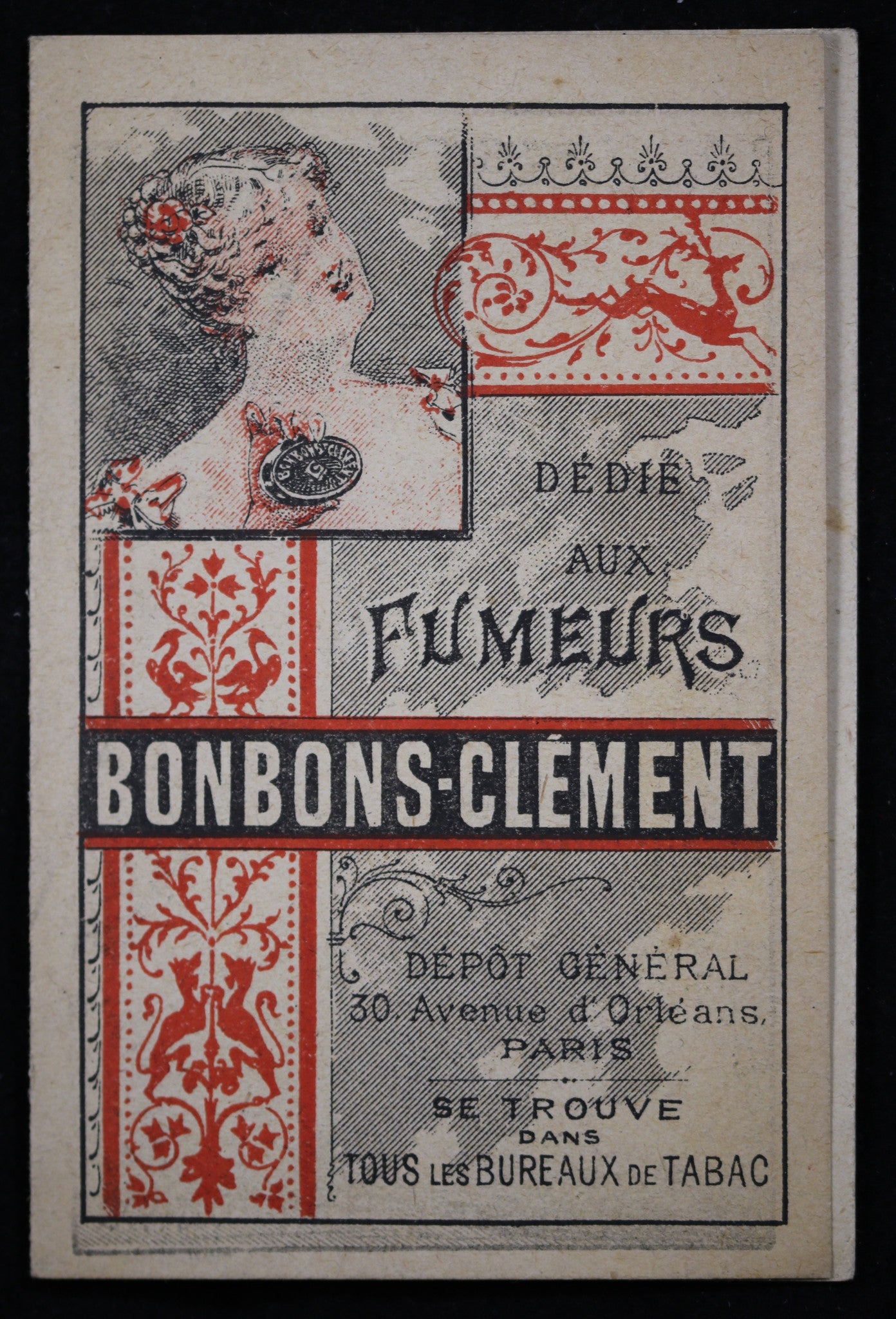Carte publicitaire Bonbons-Clement pour fumeurs
