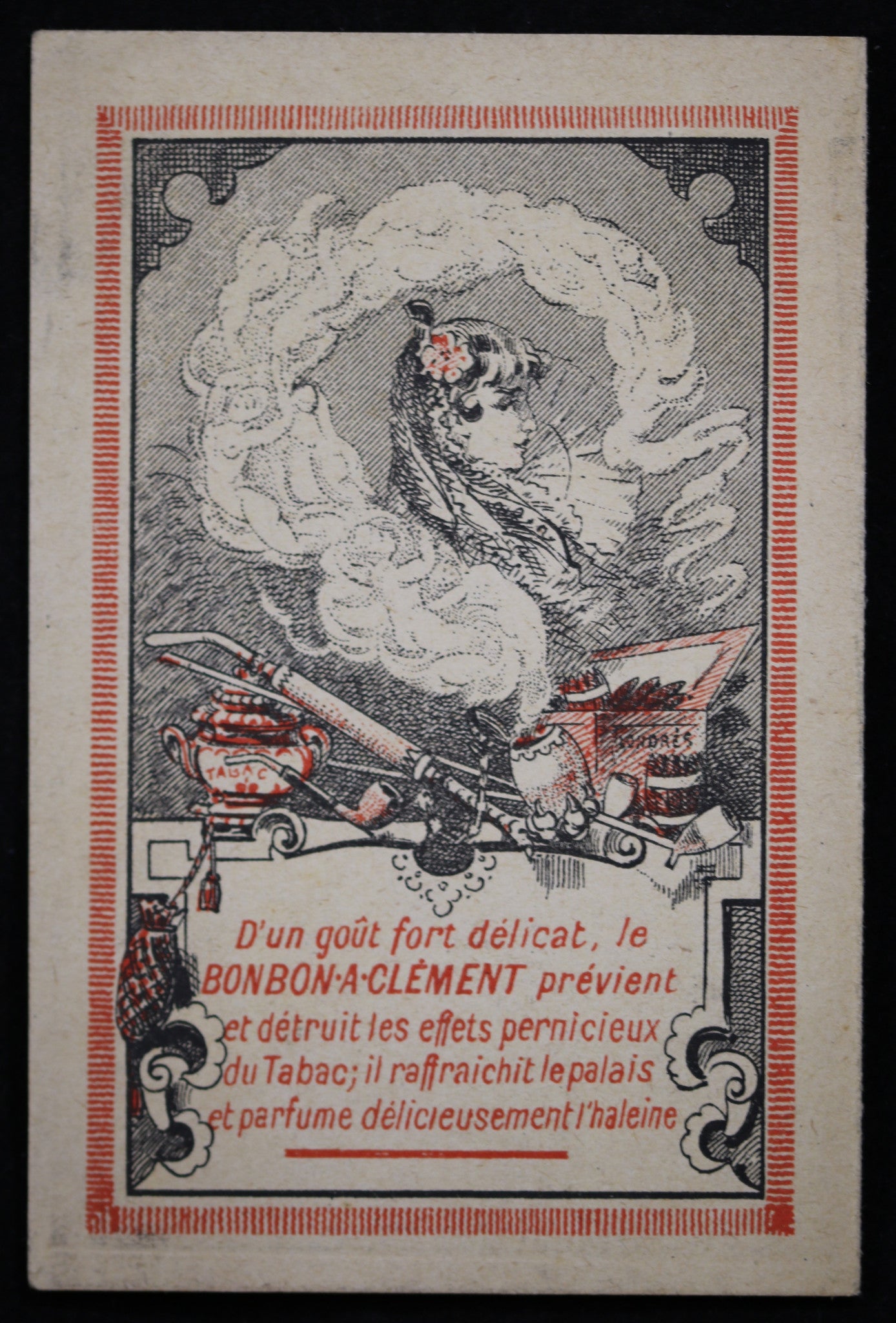 Carte publicitaire Bonbons-Clement pour fumeurs