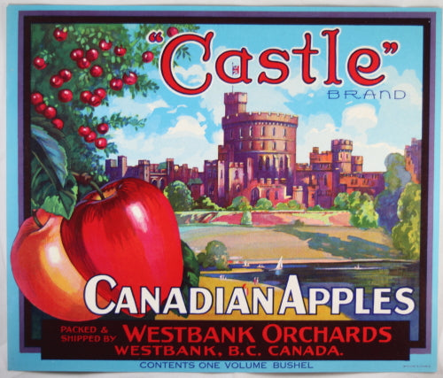 ‘Castle’ Canadian apple crate label Westbank Orchards (B.C.) ‘Castle’ Canadian apple crate label Westbank Orchards (B.C.)
