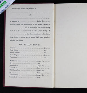 Charge Book of a Subordinate Lodge, Order of Odd Fellows 1937