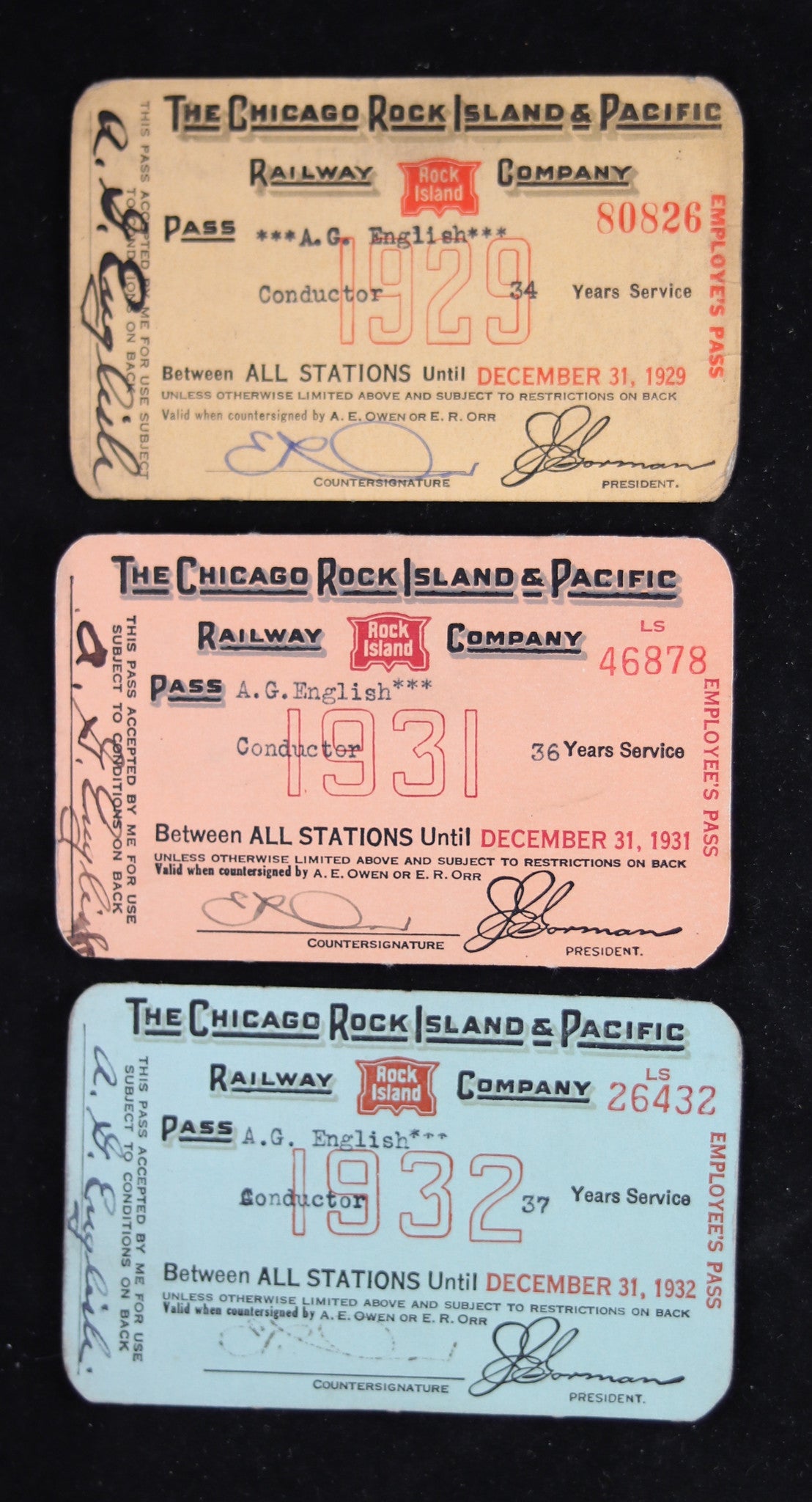 Chicago, Rock Island & Pacific Railway Company system passes 1929-31-32