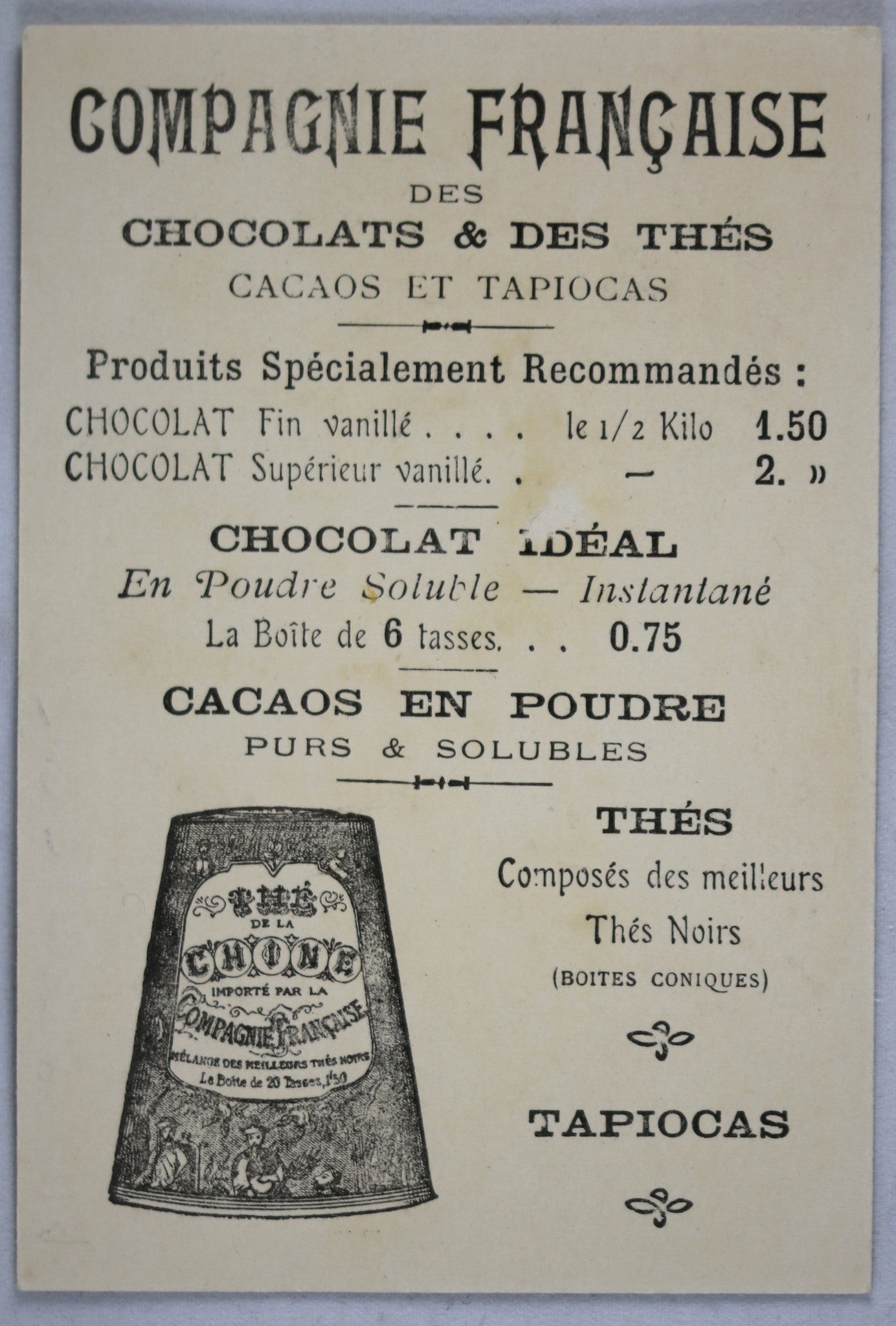 Chromo Compagnie Francaise Chocolats & des Thés (images du Canada)