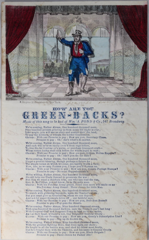 Civil War illustrated ‘How are you GREEN-BACKS’ song sheet by Magnus