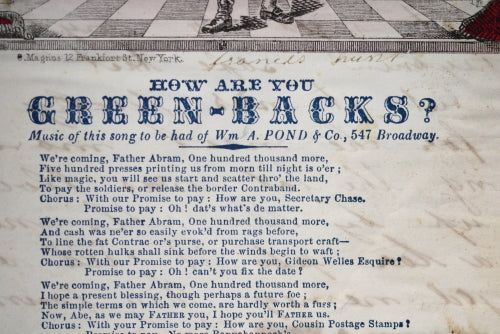 Civil War illustrated ‘How are you GREEN-BACKS’ song sheet by Magnus