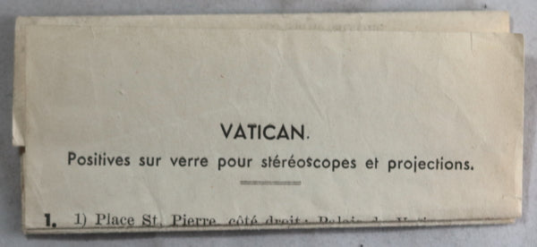 Complete set of 36 glass stereoscopic slides of the Vatican c. 1930s Complete set of 36 glass stereoscopic slides of the Vatican c. 1930s