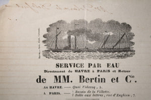 Connaissement maritime 1838 Havre pour Rothschild à Paris (mercure)