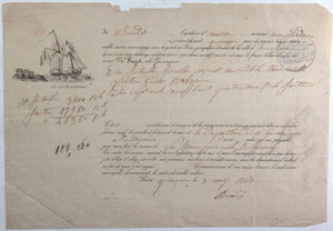 Connaissement maritime Quimper pour tonneaux 1860