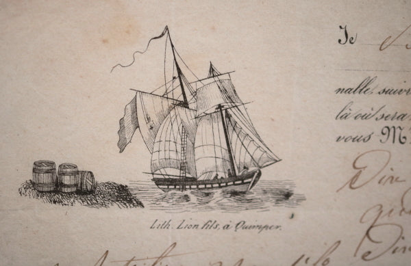 Connaissement maritime Quimper pour tonneaux 1860