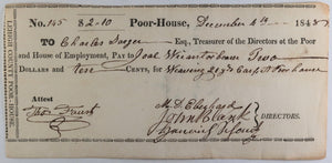 Dec. 4th 1848 Allentown PA Lehigh County Poor-House cheque weaving