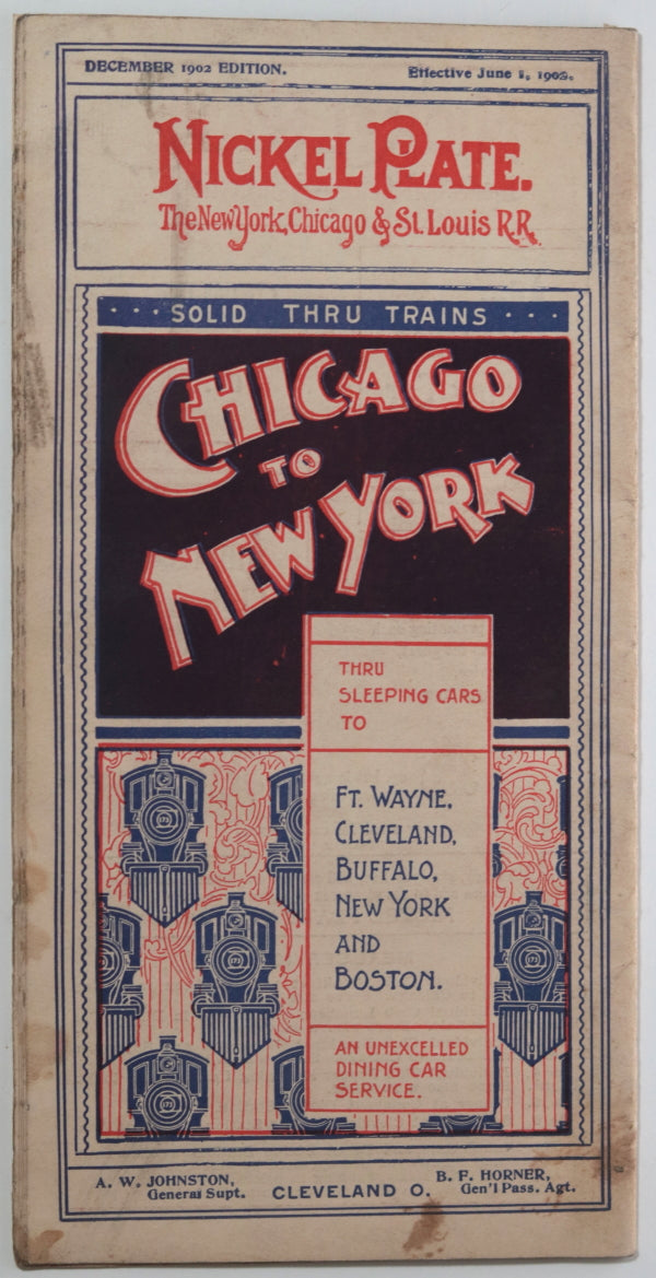 December 1902 timetable NY, Chicago and St Louis RR (Nickel Plate)