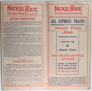 December 1902 timetable NY, Chicago and St Louis RR (Nickel Plate)