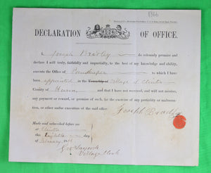 Declaration of Office - Poundkeeper for Clinton Ont. (1866)