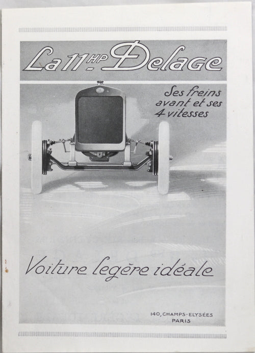 Depliant (Prospectus) pour automobile Delage 11 HP @1920